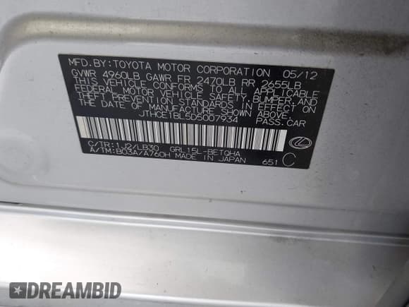 ✅ 2013 Lexus GS 350 • VIN: JTHCE1BL5D5007934 • Лот: 43761034. Опубликован ранее на IAAI с пробегом 202 562 миль. Бесплатный доступ к архиву аукционных продаж из США и подробный отчёт об истории автомобиля на DreamBid. Изображение 9.