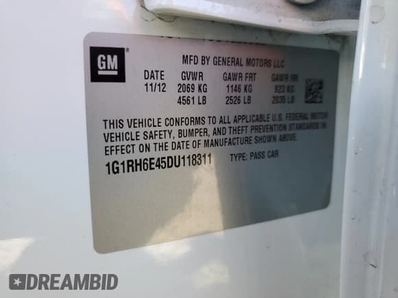 ✅ 2013 Chevrolet Volt • VIN: 1G1RH6E45DU118311 • Lot: 81888955. Wystawiony na Copart z przebiegiem 137 183 mil. Bezpłatny archiwum sprzedaży aukcyjnych z USA i szczegółowy raport historii pojazdu na DreamBid. Zdjęcie 12.