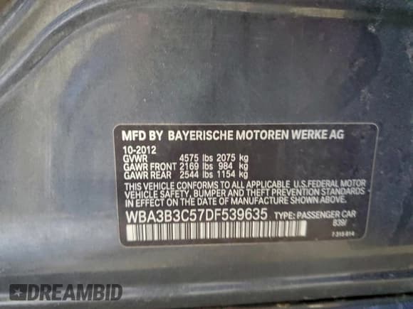 ✅ 2013 BMW 3 Series 328i xDrive • VIN: WBA3B3C57DF539635 • Lot: 95096645. Wystawiony na Copart z przebiegiem 142 733 mil. Bezpłatny archiwum sprzedaży aukcyjnych z USA i szczegółowy raport historii pojazdu na DreamBid. Zdjęcie 12.