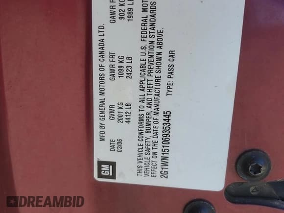 ✅ 2006 Chevrolet Monte Carlo LTZ • VIN: 2G1WN151069353445 • Лот: 80906175. Опубликован ранее на Copart с пробегом 142 747 миль. Бесплатный доступ к архиву аукционных продаж из США и подробный отчёт об истории автомобиля на DreamBid. Изображение 12.