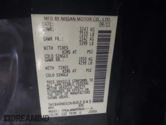 ✅ 2012 Nissan Armada SL • VIN: 5N1BA0ND1CN602345 • Lot: 41289977. Wystawiony na IAAI z przebiegiem 220 451 mil. Bezpłatny archiwum sprzedaży aukcyjnych z USA i szczegółowy raport historii pojazdu na DreamBid. Zdjęcie 9.