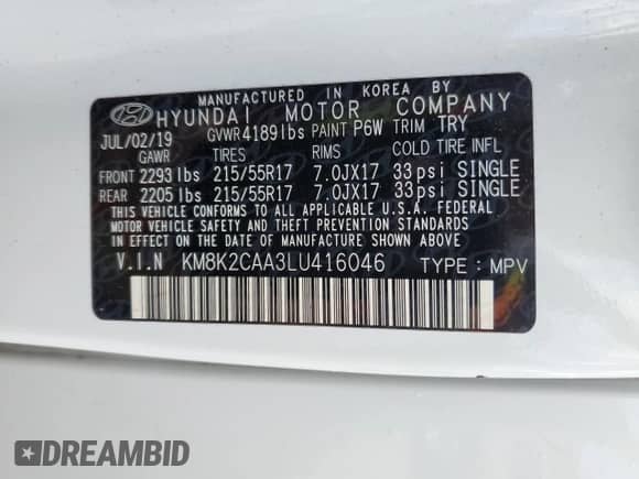 2020 Hyundai Kona SEL z VIN KM8K2CAA3LU416046, wystawiony jako Copart lot #48745673 z przebiegiem 53 780 mil mil oraz . Historia ofert i sprzedaży dostępna na DreamBid. Obrazek 12.