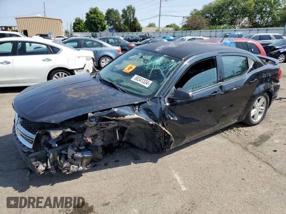 2014 Dodge Avenger SE z VIN 1C3CDZAG1EN201843, wystawiony jako Copart lot #68341334 z przebiegiem Nie podano mil oraz Szkoda całkowita • Salvage title. Historia ofert i sprzedaży dostępna na DreamBid. Obrazek 1.