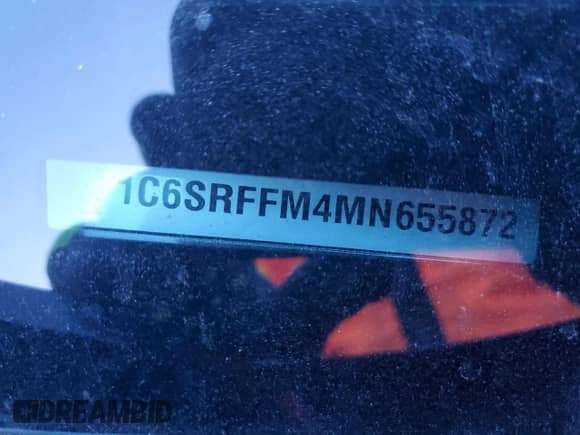 2021 Ram 1500 Big Horn with VIN 1C6SRFFM4MN655872, listed as a Copart auction lot 81506234 with Not provided miles and Salvage title. Bid and sale history available at DreamBid. Image 12.