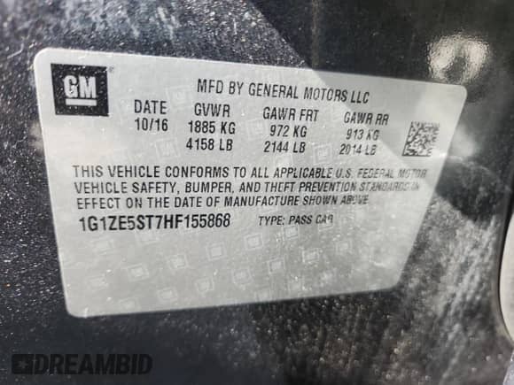 2017 Chevrolet Malibu LT with VIN 1G1ZE5ST7HF155868, listed as a Copart auction lot 90069605 with 143,434 mi miles and Salvage title. Bid and sale history available at DreamBid. Image 12.