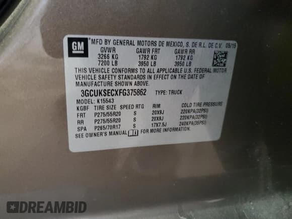 ✅ 2015 Chevrolet Silverado 1500 LTZ • VIN: 3GCUKSECXFG375862 • Лот: 57972034. Опубликован ранее на Copart с пробегом 63 273 миль. Бесплатный доступ к архиву аукционных продаж из США и подробный отчёт об истории автомобиля на DreamBid. Изображение 12.