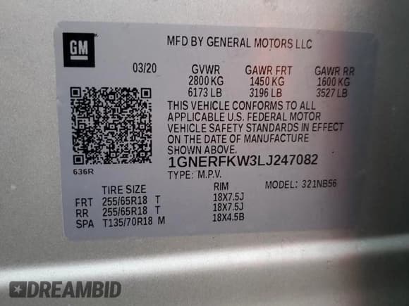 ✅ 2020 Chevrolet Traverse LS • VIN: 1GNERFKW3LJ247082 • Lot: 89629645. Listed on Copart with 118,998 mi. Free auction sales archive from the USA and detailed vehicle history report at DreamBid. Image 13.