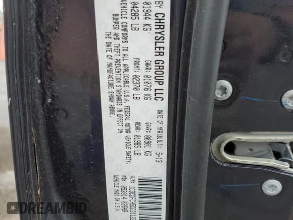 ✅ 2013 Dodge Dart Limited • VIN: 1C3CDFCH5DD311223 • Лот: 90452465. Опубликован ранее на Copart с пробегом 98 997 миль. Бесплатный доступ к архиву аукционных продаж из США и подробный отчёт об истории автомобиля на DreamBid. Изображение 12.