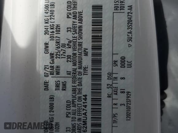 ✅ 2021 Ford Escape S • VIN: 1FMCU9F62MUA74144 • Лот: 56688495. Опубликован ранее на Copart с пробегом 93 347 миль. Бесплатный доступ к архиву аукционных продаж из США и подробный отчёт об истории автомобиля на DreamBid. Изображение 14.