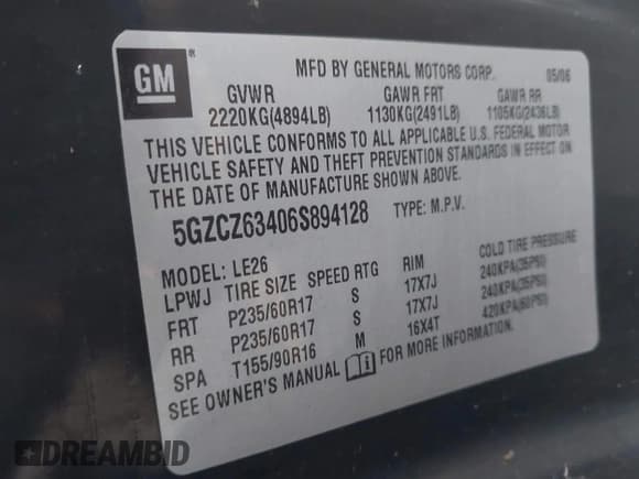 ✅ 2006 Saturn VUE • VIN: 5GZCZ63406S894128 • Lot: 41608871. Wystawiony na IAAI z przebiegiem 139 053 mil. Bezpłatny archiwum sprzedaży aukcyjnych z USA i szczegółowy raport historii pojazdu na DreamBid. Zdjęcie 9.