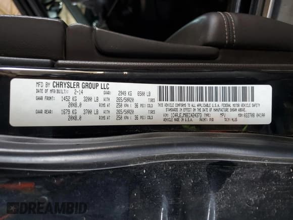 ✅ 2014 Jeep Grand Cherokee • VIN: 1C4RJEJM8EC424373 • Lot: 72256674. Listed on Copart with 128,998 mi. Free auction sales archive from the USA and detailed vehicle history report at DreamBid. Image 12.