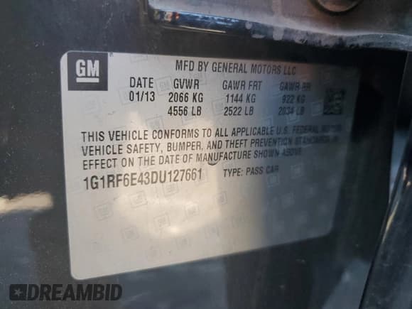 ✅ 2013 Chevrolet Volt • VIN: 1G1RF6E43DU127661 • Lot: 61455724. Wystawiony na Copart z przebiegiem 189 882 mil. Bezpłatny archiwum sprzedaży aukcyjnych z USA i szczegółowy raport historii pojazdu na DreamBid. Zdjęcie 12.