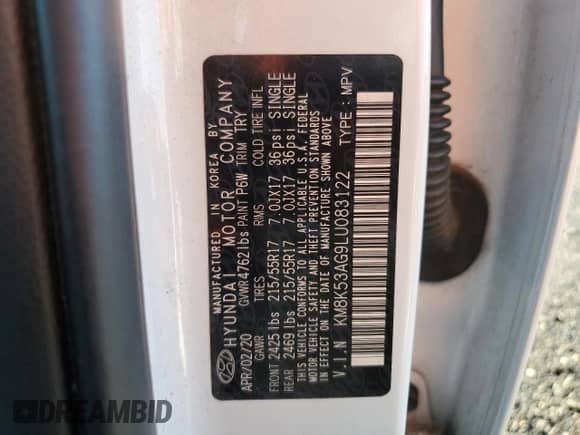 2020 Hyundai Kona Ultimate with VIN KM8K53AG9LU083122, listed as a Copart auction lot 69059265 with 102,693 mi miles and Salvage title. Bid and sale history available at DreamBid. Image 13.