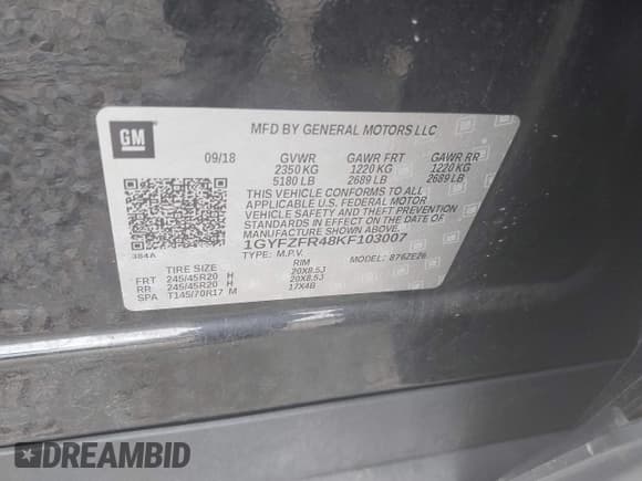 ✅ 2019 Cadillac XT4 AWD Sport • VIN: 1GYFZFR48KF103007 • Lot: 43377921. Listed on IAAI with 86,216 mi. Free auction sales archive from the USA and detailed vehicle history report at DreamBid. Image 9.