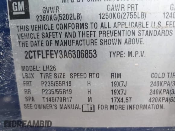 ✅ 2010 GMC Terrain SLT-1 • VIN: 2CTFLFEY3A6306853 • Lot: 41913963. Listed on IAAI with 124,355 mi. Free auction sales archive from the USA and detailed vehicle history report at DreamBid. Image 9.