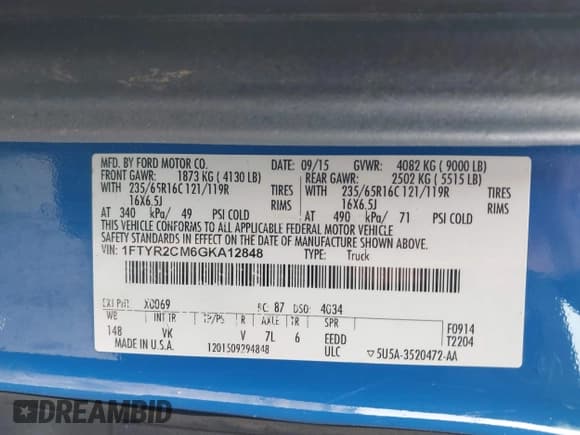 ✅ 2016 Ford Transit Cargo • VIN: 1FTYR2CM6GKA12848 • Lot: 41738033. Listed on IAAI with 164,129 mi. Free auction sales archive from the USA and detailed vehicle history report at DreamBid. Image 9.