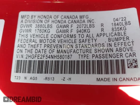 ✅ 2022 Honda Civic Sport • VIN: 2HGFE2F54NH580187 • Lot: 43443095. Wystawiony na IAAI z przebiegiem 32 918 mil. Bezpłatny archiwum sprzedaży aukcyjnych z USA i szczegółowy raport historii pojazdu na DreamBid. Zdjęcie 9.