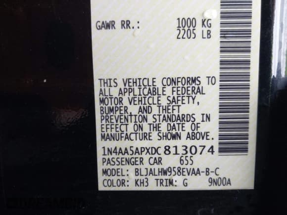 ✅ 2013 Nissan Maxima S • VIN: 1N4AA5APXDC813074 • Lot: 43203277. Listed on IAAI with 121,514 mi. Free auction sales archive from the USA and detailed vehicle history report at DreamBid. Image 9.