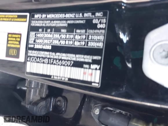 ✅ 2015 Mercedes-Benz M 350 • VIN: 4JGDA5HB1FA569097 • Lot: 43526580. Listed on IAAI with 76,706 mi. Free auction sales archive from the USA and detailed vehicle history report at DreamBid. Image 9.