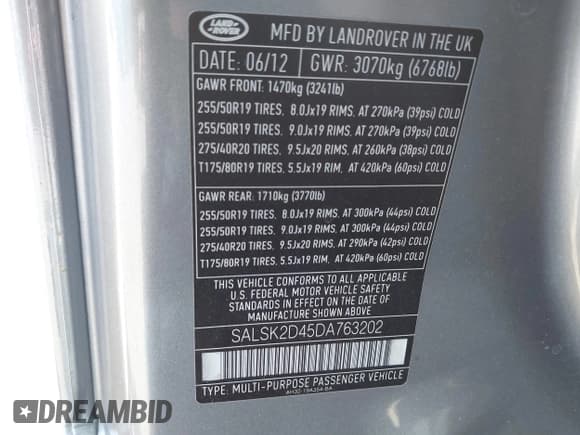 ✅ 2013 Land Rover Range Rover Sport HSE Lux • VIN: SALSK2D45DA763202 • Lot: 42885709. Listed on IAAI with 142,474 mi. Free auction sales archive from the USA and detailed vehicle history report at DreamBid. Image 9.