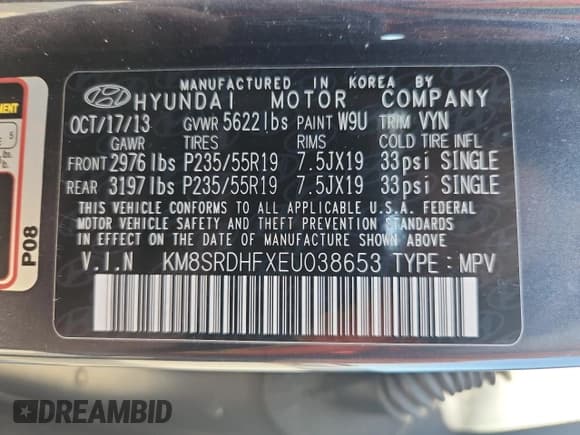 ✅ 2014 Hyundai Santa Fe Limited • VIN: KM8SRDHFXEU038653 • Lot: 90044185. Wystawiony na Copart z przebiegiem 185 378 mil. Bezpłatny archiwum sprzedaży aukcyjnych z USA i szczegółowy raport historii pojazdu na DreamBid. Zdjęcie 13.