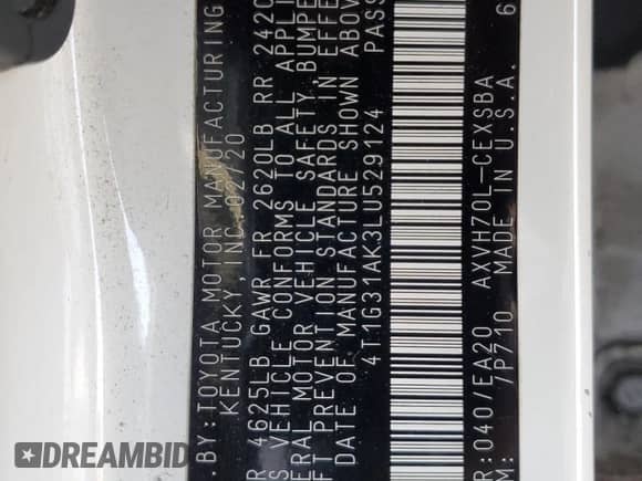 2020 Toyota Camry Hybrid SE с VIN 4T1G31AK3LU529124, выставлен на аукционе Copart как лот 66389265 с пробегом 111 653 миль миль и Чистый • Clean title. История ставок и продаж доступна на DreamBid. Изображение 12.