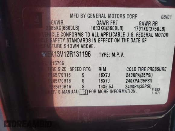 ✅ 2002 Chevrolet Tahoe LS • VIN: 1GNEK13V12R131196 • Лот: 60635625. Опубликован ранее на Copart с пробегом 239 236 миль. Бесплатный доступ к архиву аукционных продаж из США и подробный отчёт об истории автомобиля на DreamBid. Изображение 13.