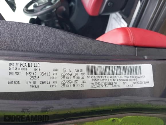 ✅ 2018 Dodge Durango R/T • VIN: 1C4SDJCT9JC452313 • Лот: 42389713. Опубликован ранее на IAAI с пробегом 125 078 миль. Бесплатный доступ к архиву аукционных продаж из США и подробный отчёт об истории автомобиля на DreamBid. Изображение 9.