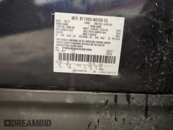 ✅ 2017 Ford Explorer XLT • VIN: 1FM5K8D8XHGD81059 • Lot: 92208235. Wystawiony na Copart z przebiegiem 185 324 mil. Bezpłatny archiwum sprzedaży aukcyjnych z USA i szczegółowy raport historii pojazdu na DreamBid. Zdjęcie 14.