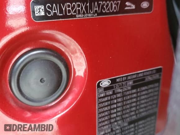 ✅ 2018 Land Rover Range Rover Velar S • VIN: SALYB2RX1JA732067 • Lot: 92164415. Listed on Copart with 65,590 mi. Free auction sales archive from the USA and detailed vehicle history report at DreamBid. Image 13.