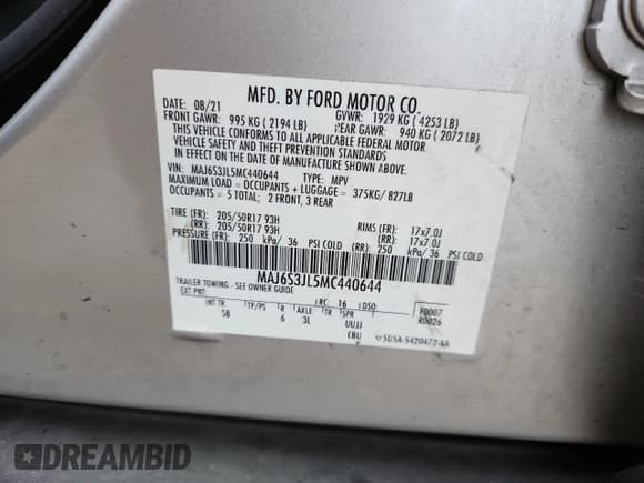 ✅ 2021 Ford EcoSport SES • VIN: MAJ6S3JL5MC440644 • Lot: 80879185. Wystawiony na Copart z przebiegiem 60 044 mil. Bezpłatny archiwum sprzedaży aukcyjnych z USA i szczegółowy raport historii pojazdu na DreamBid. Zdjęcie 14.
