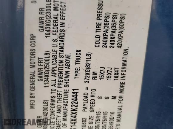 ✅ 1999 Chevrolet S-10 LS • VIN: 1GCCS14X4XK224441 • Lot: 49012415. Wystawiony na Copart z przebiegiem Nie podano. Bezpłatny archiwum sprzedaży aukcyjnych z USA i szczegółowy raport historii pojazdu na DreamBid. Zdjęcie 13.