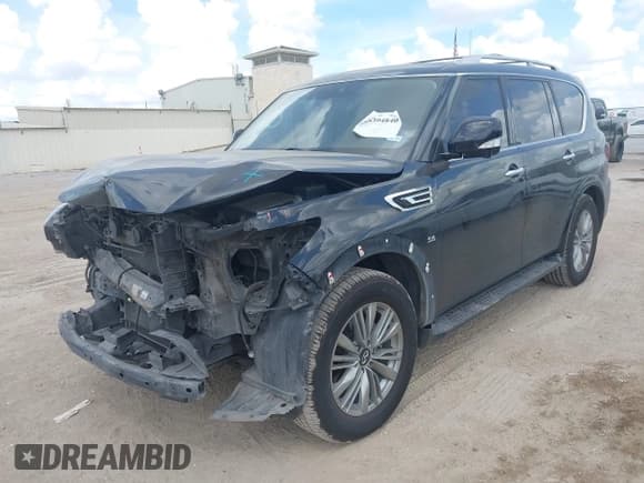 ✅ 2018 Infiniti QX80 • VIN: JN8AZ2ND3J9840423 • Lot: 43394840. Listed on IAAI with 128,180 mi. Free auction sales archive from the USA and detailed vehicle history report at DreamBid. Image 2.