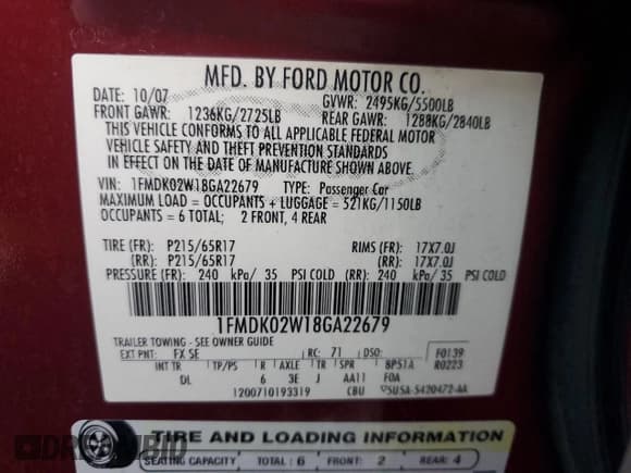 ✅ 2008 Ford Taurus X SEL • VIN: 1FMDK02W18GA22679 • Лот: 81024304. Опубликован ранее на Copart с пробегом 133 762 миль. Бесплатный доступ к архиву аукционных продаж из США и подробный отчёт об истории автомобиля на DreamBid. Изображение 13.