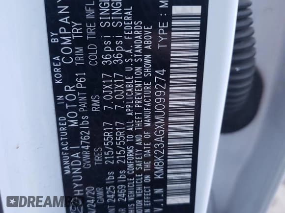 ✅ 2021 Hyundai Kona SEL • VIN: KM8K23AGXMU099274 • Лот: 82869063. Опубликован ранее на Copart с пробегом 33 651 миль. Бесплатный доступ к архиву аукционных продаж из США и подробный отчёт об истории автомобиля на DreamBid. Изображение 12.