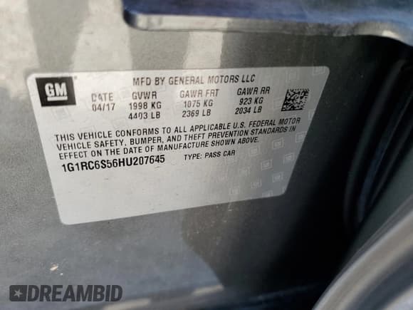 ✅ 2017 Chevrolet Volt LT • VIN: 1G1RC6S56HU207645 • Lot: 68207294. Wystawiony na Copart z przebiegiem 76 603 mil. Bezpłatny archiwum sprzedaży aukcyjnych z USA i szczegółowy raport historii pojazdu na DreamBid. Zdjęcie 12.