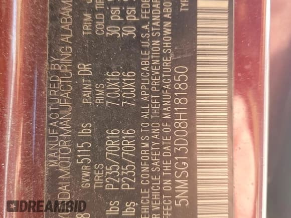 ✅ 2008 Hyundai Santa Fe GLS • VIN: 5NMSG13D08H181850 • Lot: 84327844. Listed on Copart with 233,978 mi. Free auction sales archive from the USA and detailed vehicle history report at DreamBid. Image 12.