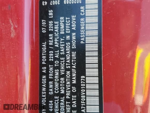 ✅ 2008 Volkswagen Eos Turbo • VIN: WVWAA71F08V010779 • Lot: 42258265. Wystawiony na Copart z przebiegiem Nie podano. Bezpłatny archiwum sprzedaży aukcyjnych z USA i szczegółowy raport historii pojazdu na DreamBid. Zdjęcie 12.