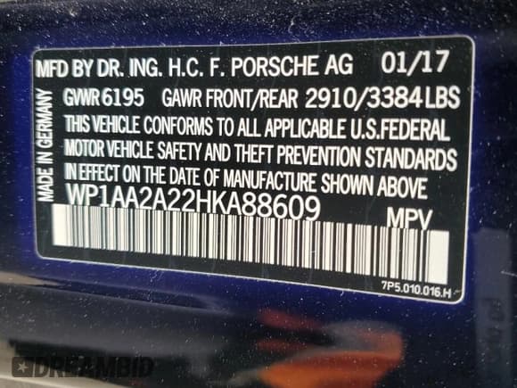 ✅ 2017 Porsche Cayenne • VIN: WP1AA2A22HKA88609 • Lot: 56906895. Listed on Copart with 24,337 mi. Free auction sales archive from the USA and detailed vehicle history report at DreamBid. Image 13.