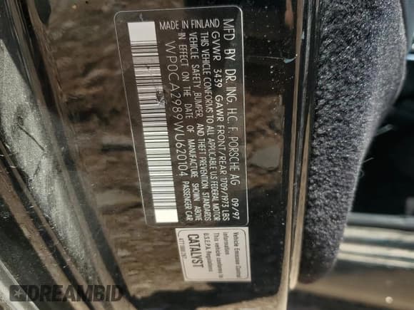 ✅ 1998 Porsche Boxster • VIN: WP0CA2989WU620104 • Lot: 83807245. Listed on Copart with 131,290 mi. Free auction sales archive from the USA and detailed vehicle history report at DreamBid. Image 12.