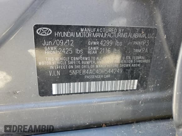 ✅ 2013 Hyundai Sonata GLS • VIN: 5NPEB4AC4DH544249 • Lot: 75180714. Listed on Copart with 43,135 mi. Free auction sales archive from the USA and detailed vehicle history report at DreamBid. Image 12.