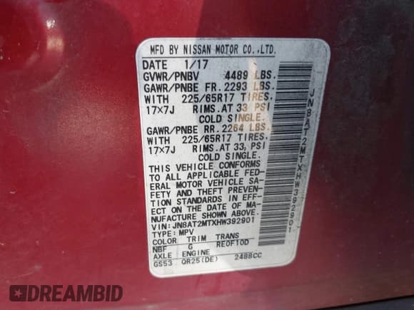 ✅ 2017 Nissan Rogue SV • VIN: JN8AT2MTXHW392901 • Lot: 43451493. Wystawiony na IAAI z przebiegiem 194 758 mil. Bezpłatny archiwum sprzedaży aukcyjnych z USA i szczegółowy raport historii pojazdu na DreamBid. Zdjęcie 9.