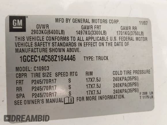 2008 Chevrolet Silverado 1500 Work Truck z VIN 1GCEC14C58Z184446, wystawiony jako IAAI lot #43588921 z przebiegiem 313 463 mil mil oraz . Historia ofert i sprzedaży dostępna na DreamBid. Obrazek 9.
