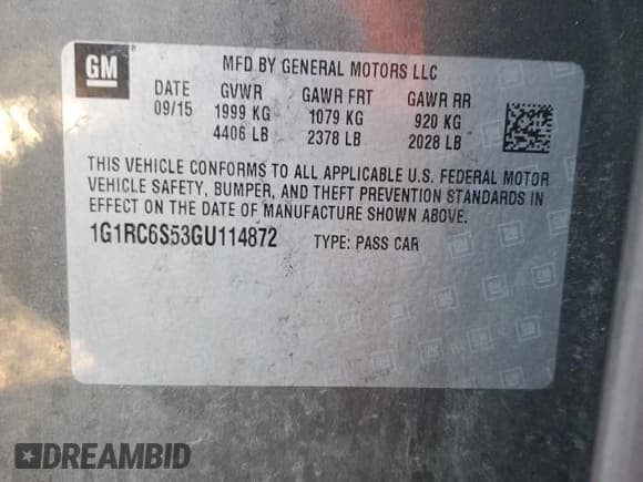 ✅ 2016 Chevrolet Volt LT • VIN: 1G1RC6S53GU114872 • Lot: 72855863. Wystawiony na Copart z przebiegiem 218 mil. Bezpłatny archiwum sprzedaży aukcyjnych z USA i szczegółowy raport historii pojazdu na DreamBid. Zdjęcie 13.