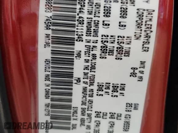 2003 Dodge Caravan SXT с VIN 2D8GP44L43R111345, выставлен на аукционе Copart как лот 62443824 с пробегом 78 992 миль миль и Чистый • Clean title. История ставок и продаж доступна на DreamBid. Изображение 13.