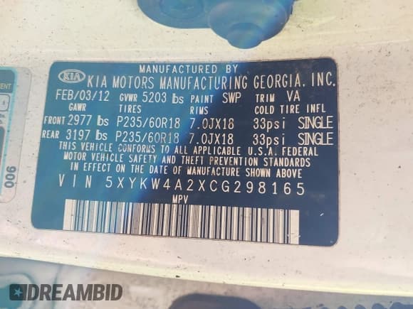 ✅ 2012 Kia Sorento SX • VIN: 5XYKW4A2XCG298165 • Lot: 42146721. Wystawiony na IAAI z przebiegiem Nie podano. Bezpłatny archiwum sprzedaży aukcyjnych z USA i szczegółowy raport historii pojazdu na DreamBid. Zdjęcie 9.