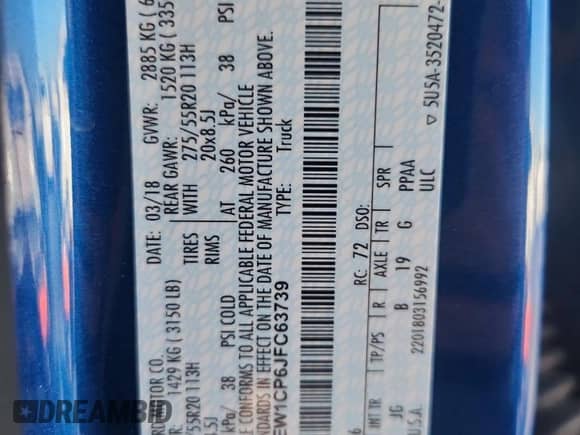 2018 Ford F-150 XL with VIN 1FTEW1CP6JFC63739, listed as a Copart auction lot 90381505 with 28,861 mi miles and Salvage title. Bid and sale history available at DreamBid. Image 12.