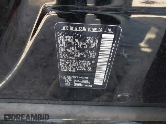 ✅ 2018 Nissan Armada Platinum • VIN: JN8AY2NF9J9332266 • Lot: 43412318. Listed on IAAI with 132,292 mi. Free auction sales archive from the USA and detailed vehicle history report at DreamBid. Image 9.