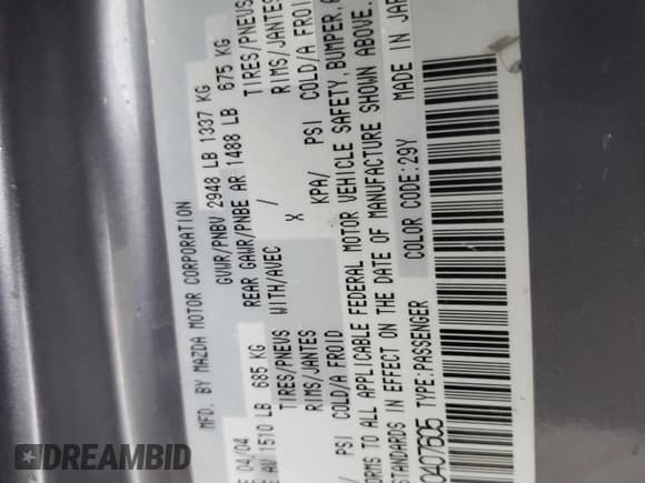 ✅ 2004 Mazda MX-5 Miata Mazdaspeed • VIN: JM1NB354340407605 • Лот: 87303354. Опубликован ранее на Copart с пробегом 91 170 миль. Бесплатный доступ к архиву аукционных продаж из США и подробный отчёт об истории автомобиля на DreamBid. Изображение 12.