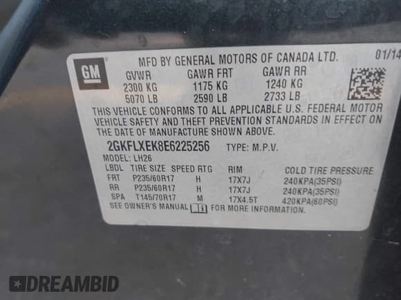 ✅ 2014 GMC Terrain SLT • VIN: 2GKFLXEK8E6225256 • Лот: 42740666. Опубликован ранее на IAAI с пробегом 132 994 миль. Бесплатный доступ к архиву аукционных продаж из США и подробный отчёт об истории автомобиля на DreamBid. Изображение 9.